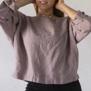 Lenok Pink Ash 100% Linen Top Size Large